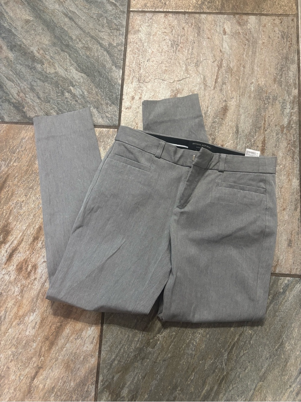 Banana Republic Light Gray Straight-Leg Dress Pants